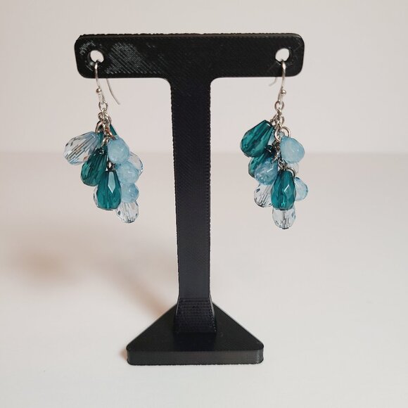 Blue Beaded Dangle Earrings - Picture 1 of 3